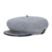 Wollen Baret met Eco-Leren Klep Borsalino , Gray , Unisex