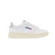 Witte Leren Sneakers met Zilveren Achterkant Autry , Gray , Heren