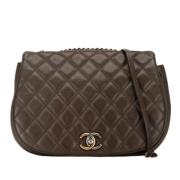 Pre-owned Leather chanel-bags Chanel Vintage , Gray , Dames