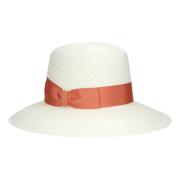 Stijlvolle Panama Hoed met Brede Rand Borsalino , White , Dames