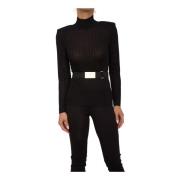 Stijlvolle Gebreide Top Elisabetta Franchi , Black , Dames