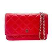 Pre-owned Leather wallets Chanel Vintage , Red , Dames