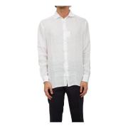 Witte Stof Shirt Paolo Pecora , White , Heren