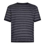 Blauwe Crewneck Jacquard Gebreide Trui Emporio Armani , Blue , Heren