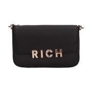 Zwarte Handtas met Gouden Logo John Richmond , Black , Dames