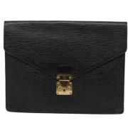 Pre-owned Leather clutches Louis Vuitton Vintage , Black , Heren