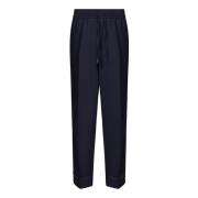 Blauwe Wol Straight Leg Broek Brioni , Blue , Heren