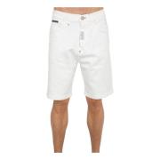 Witte Denim Shorts Formentera Fit Philipp Plein , White , Heren