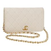 Pre-owned Leather chanel-bags Chanel Vintage , White , Dames