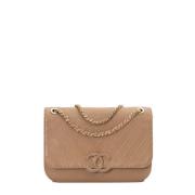 Pre-owned Leather chanel-bags Chanel Vintage , Beige , Dames