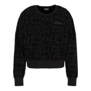 Organisch Katoen Logo Sweater Zwart Emporio Armani EA7 , Black , Dames