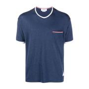 Blauw Gestreepte Zak T-shirt Thom Browne , Blue , Heren