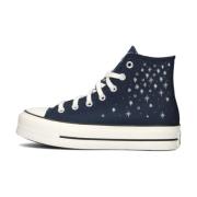 Donkerblauwe Hoge Sneakers met Plateauzool Converse , Blue , Dames