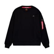 3D Small Logo Sweater in zwart katoen Alpha Industries , Black , Heren