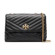 Zwarte Matelassé Chevron Leren Schoudertas Tory Burch , Black , Dames