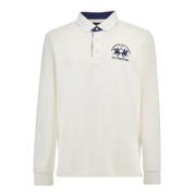 Lange mouw polo shirt met voorlogo La Martina , White , Heren