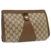 Pre-owned Leather clutches Gucci Vintage , Beige , Dames