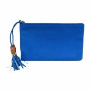 Pre-owned Leather clutches Gucci Vintage , Blue , Dames