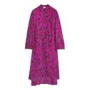 Fuchsia Bedrukte Zijden Geplooide Jurk Lanvin , Multicolor , Dames