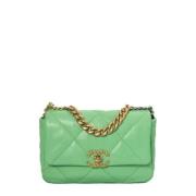 Pre-owned Leather chanel-bags Chanel Vintage , Green , Dames