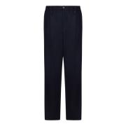 Blauwe Wol Straight Leg Broek Emporio Armani , Blue , Heren