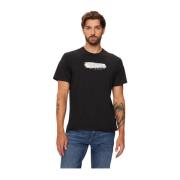 Logo Relief Katoenen T-shirt Guess , Black , Heren