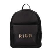 Zwarte damesrugzak met gouden logo John Richmond , Black , Dames