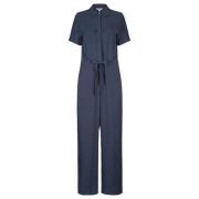 Blauwe Ombre Jumpsuit Wijde Pijpen Korte Mouw mbyM , Blue , Dames