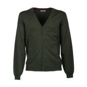 Effen Militair Groene Cardigan Sun68 , Green , Heren