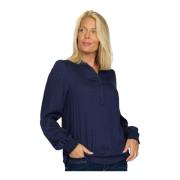 Navy Eva.Au24 Blouse met V-Hals 2-Biz , Blue , Dames