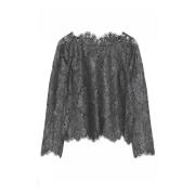 Elegante Kant Blouse Donkergrijs Gustav , Gray , Dames