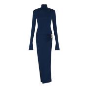 Blauwe Sheath Jurk met Polokraag Casablanca , Blue , Dames