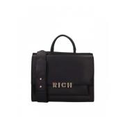 Zwarte Tote Tas met Gouden Logo John Richmond , Black , Dames