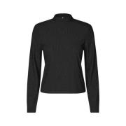 Gestreepte Lange Mouw Zwarte Top mbyM , Black , Dames