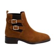 Casual Camel Suède Dames Enkellaarsjes Alpe , Brown , Dames