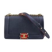 Pre-owned Leather chanel-bags Chanel Vintage , Blue , Dames