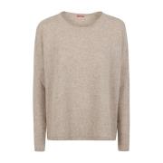 Beige Crew Neck Trui met Lange Mouwen Apuntob , Beige , Dames