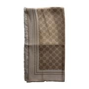 Jacquard Wollen Sjaal All Over Print Borbonese , Beige , Dames