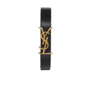 Zwart YSL Charme Leren Armband Saint Laurent , Black , Heren