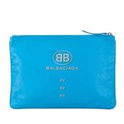 Pre-owned Leather clutches Balenciaga Vintage , Blue , Dames