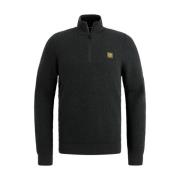 Halve Rits Katoen Mouline Pullover PME Legend , Black , Heren