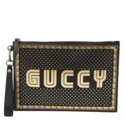 Pre-owned Leather clutches Gucci Vintage , Black , Dames