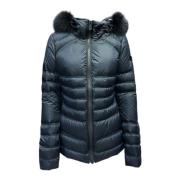 Blauwe Hoodie met Afneembare Vos Bont Peuterey , Blue , Dames