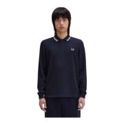 Blauwe polo met lange mouwen en rand Fred Perry , Blue , Heren