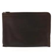 Pre-owned Leather clutches Hermès Vintage , Brown , Dames