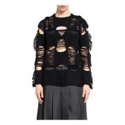 Zwart Gebreid Raglan Mouw Boxy Top Comme des Garçons , Black , Dames