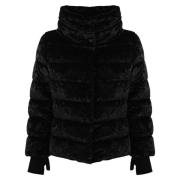 Zwarte Fluwelen Pufferjas Herno , Black , Dames