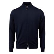 Merino Zip Cardigan Stenströms , Blue , Heren