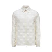 Gewatteerd Schaakbordpatroon Rits Shirt Moncler , White , Dames