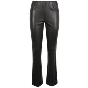 Zwarte Leren Wijde Pijp Broek Via Masini 80 , Black , Dames